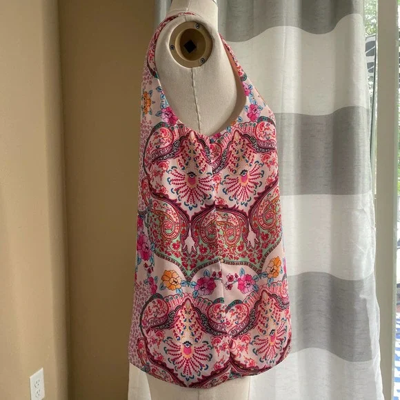 Tabitha Webb Sleeveless Blouse Tank Crepe Paisley Floral M - Picture 4 of 7